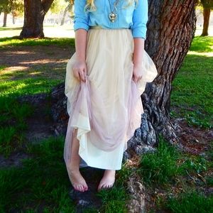 LC Lauren Conrad Pink Ombre Tulle Maxi Skirt